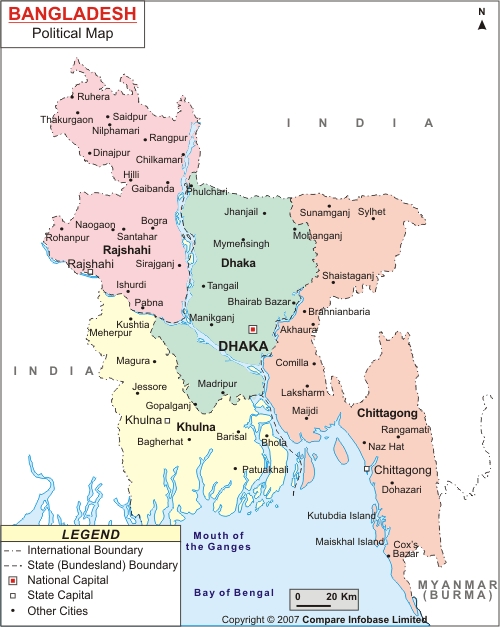 bangladesh politique carte